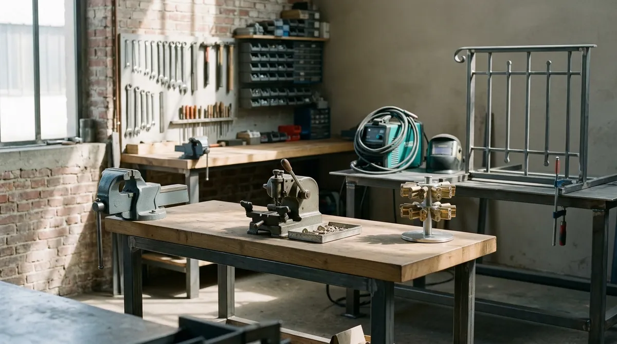 Atelier de serrurerie-métallerie avec poste à souder